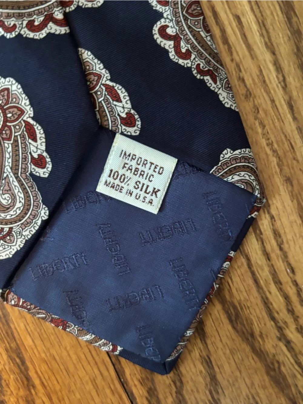 Vintage Liberty of London 100% Silk Paisley Tie – Navy Blue, Maroon & Tan